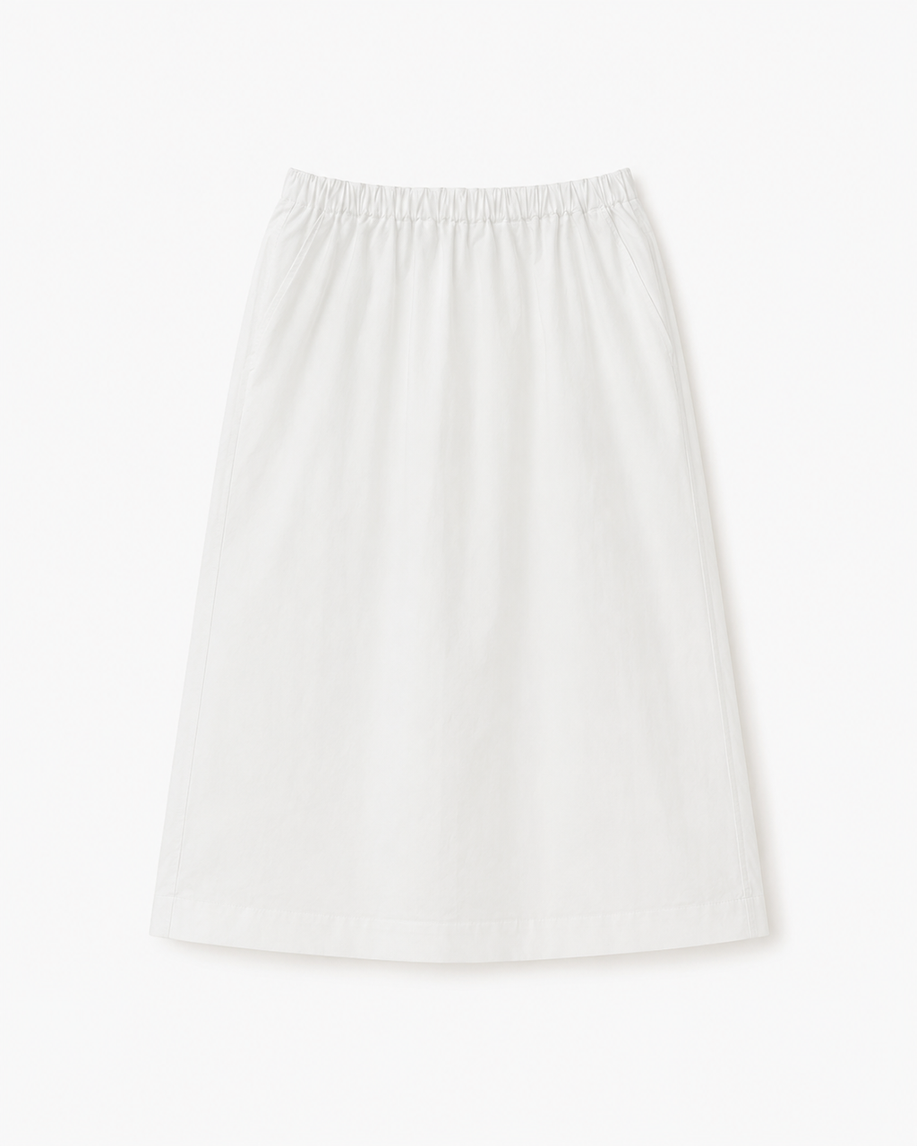 Cotton A-Line Banding Midi Skirt