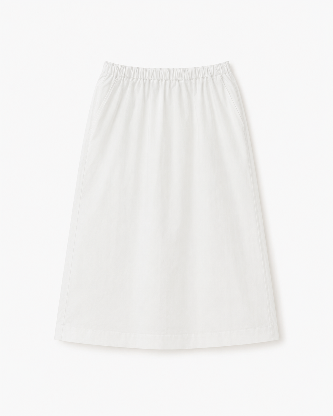 Cotton A-Line Banding Midi Skirt