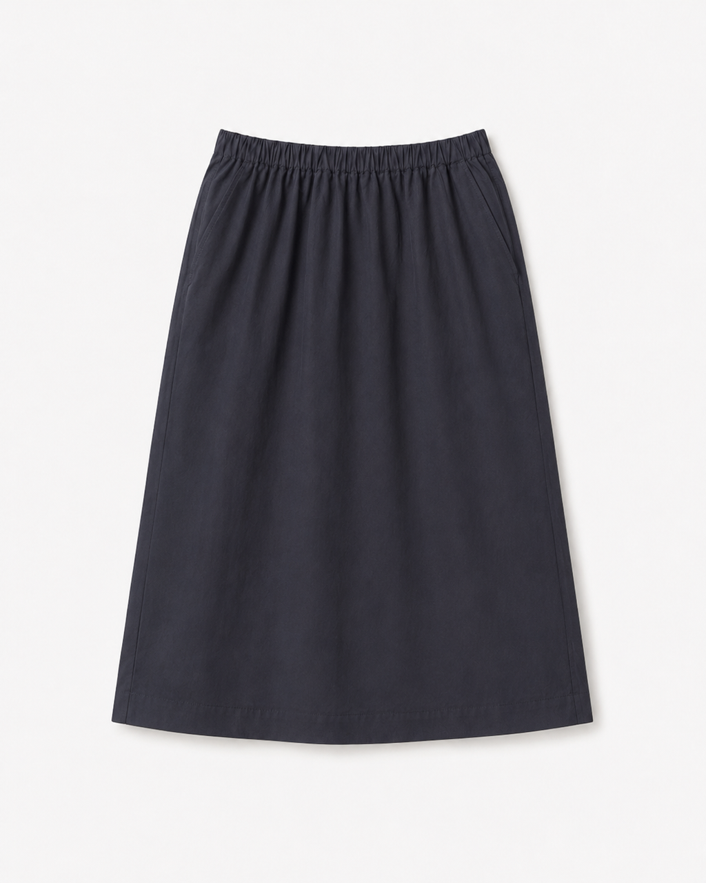 Cotton A-Line Banding Midi Skirt