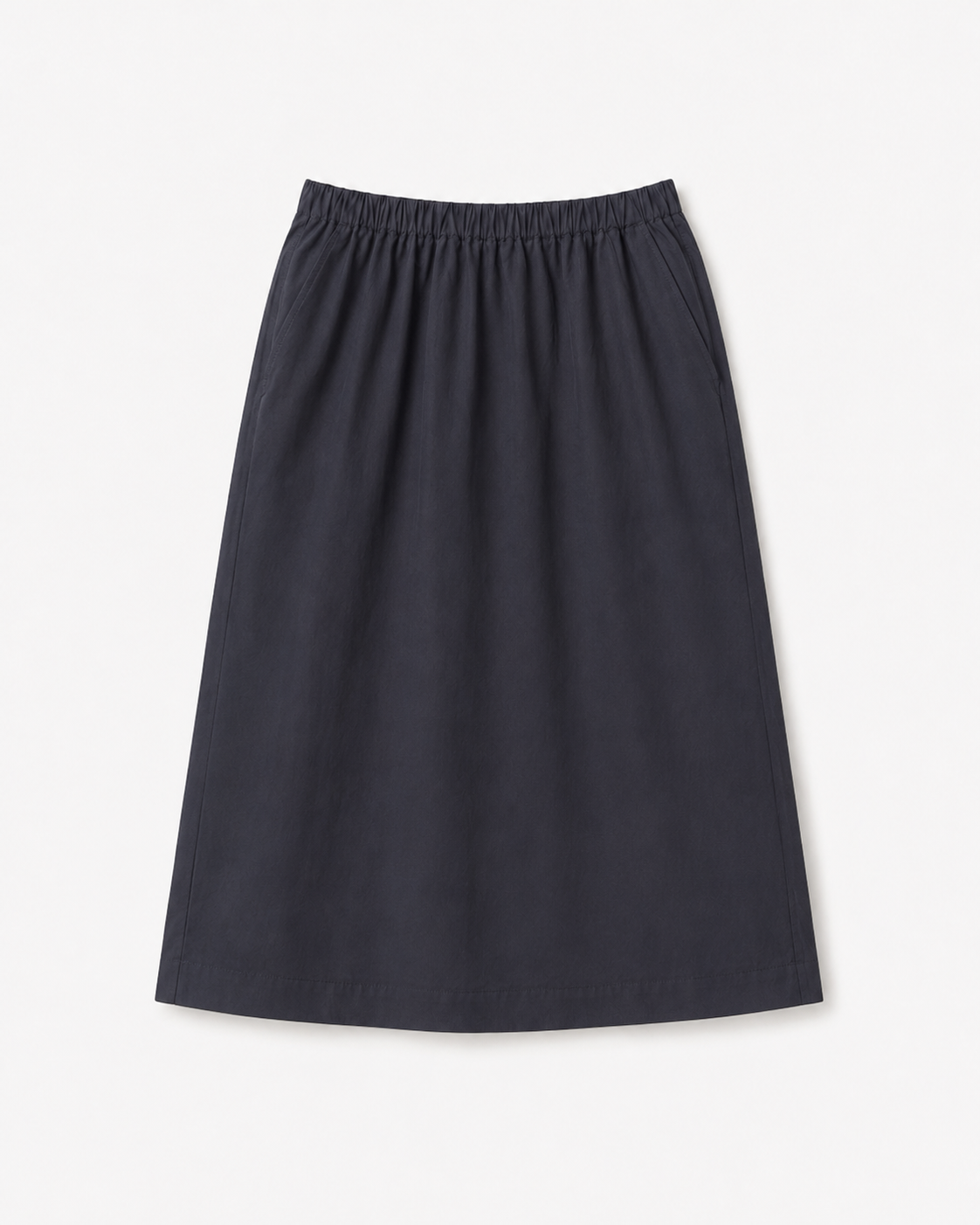 Cotton A-Line Banding Midi Skirt