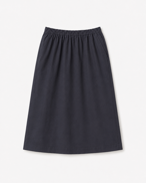 Cotton A-Line Banding Midi Skirt
