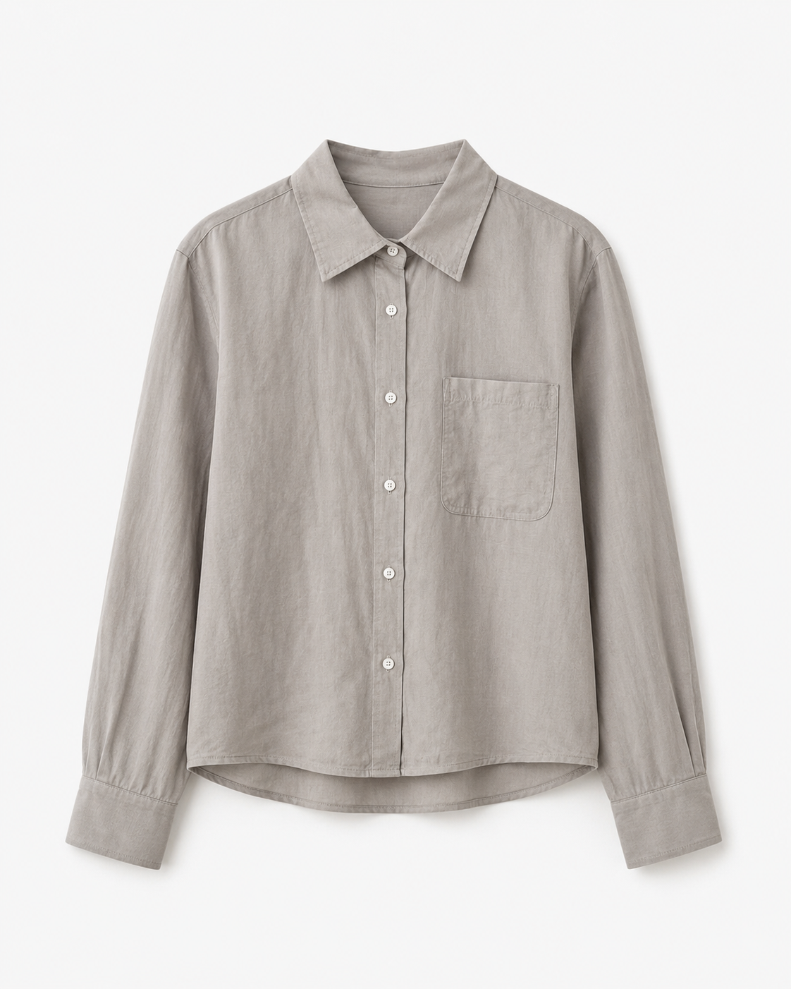 Soft Linen Cropped Shirt_Gray