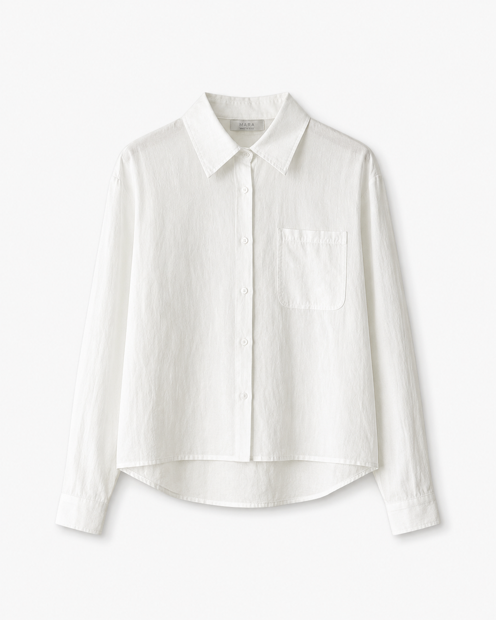 Soft Linen Cropped Shirt_Off White