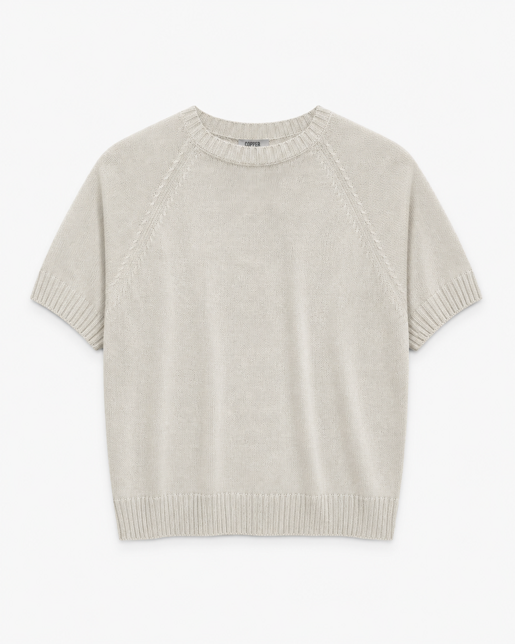 Paper Yarn Linen Short Sleeve Knit_Beige
