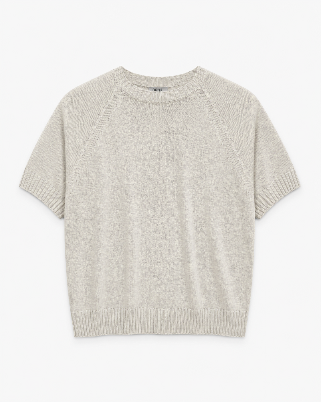 Paper Yarn Linen Short Sleeve Knit_Beige