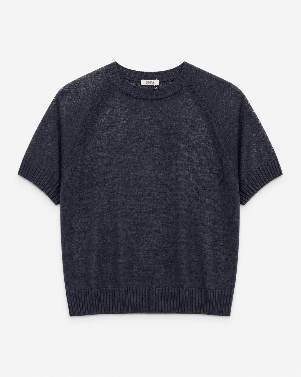 Paper Yarn Linen Short Sleeve Knit_Deep Navy