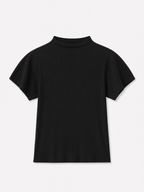 Pleated Half Neck Volume Sleeve Top