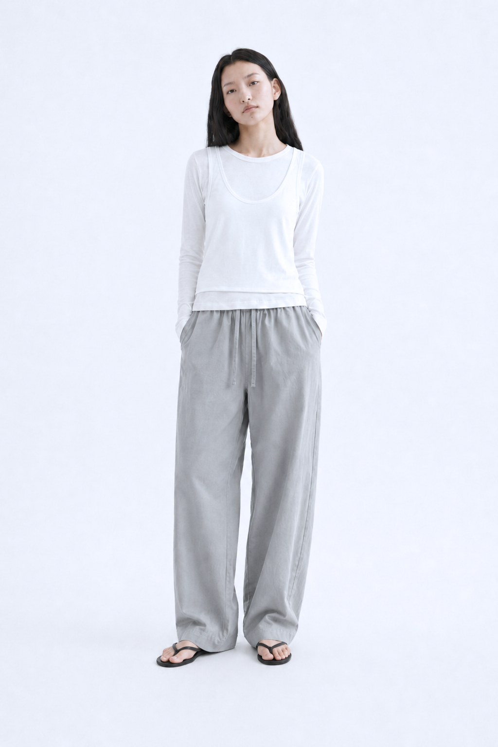 Soft Touch Layered Jersey Top_White
