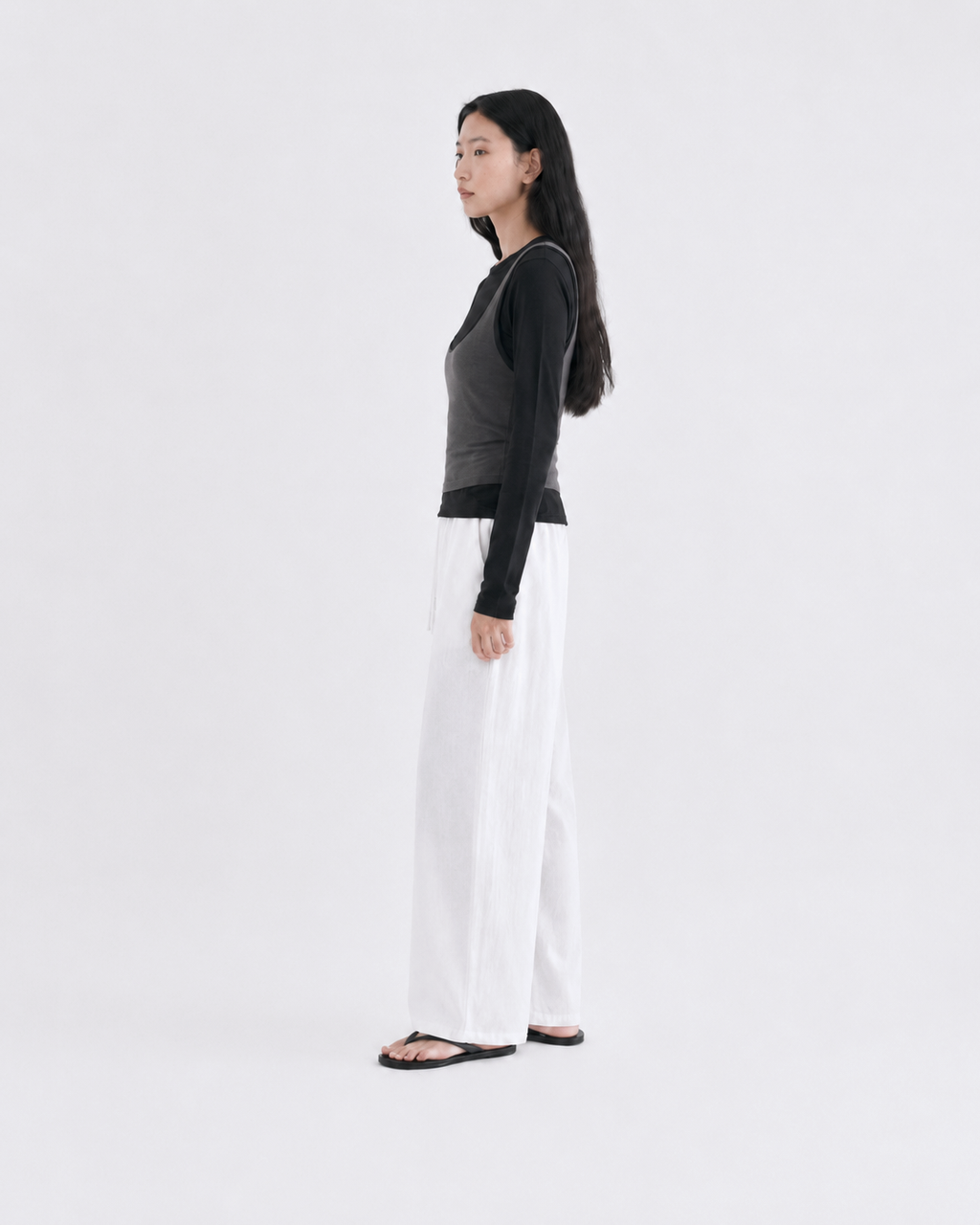 Lightweight Cotton Wide String Pants_White