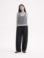 Lightweight Cotton Wide String Pants_Black