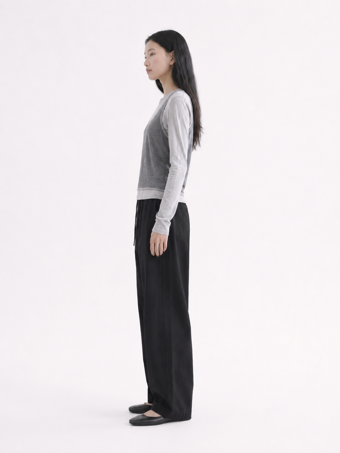 Soft Touch Layered Jersey Top_Gray