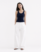 Soft-Ribbed Button Tank Top_Navy