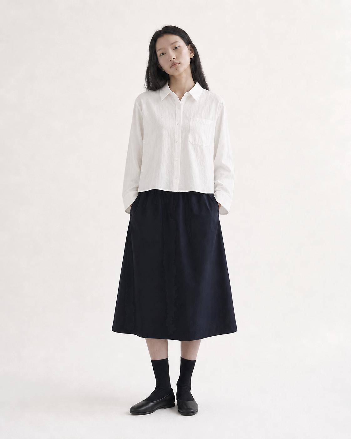Soft Linen Cropped Shirt_Off White