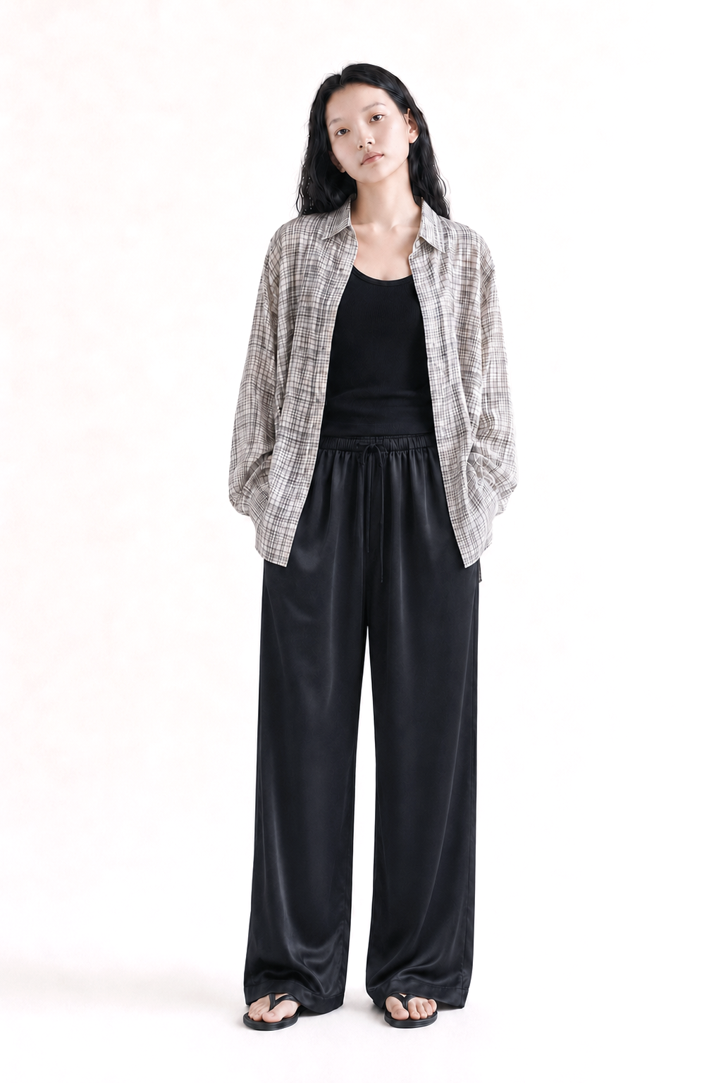 Lightweight Cotton Check Shirt_Ivory