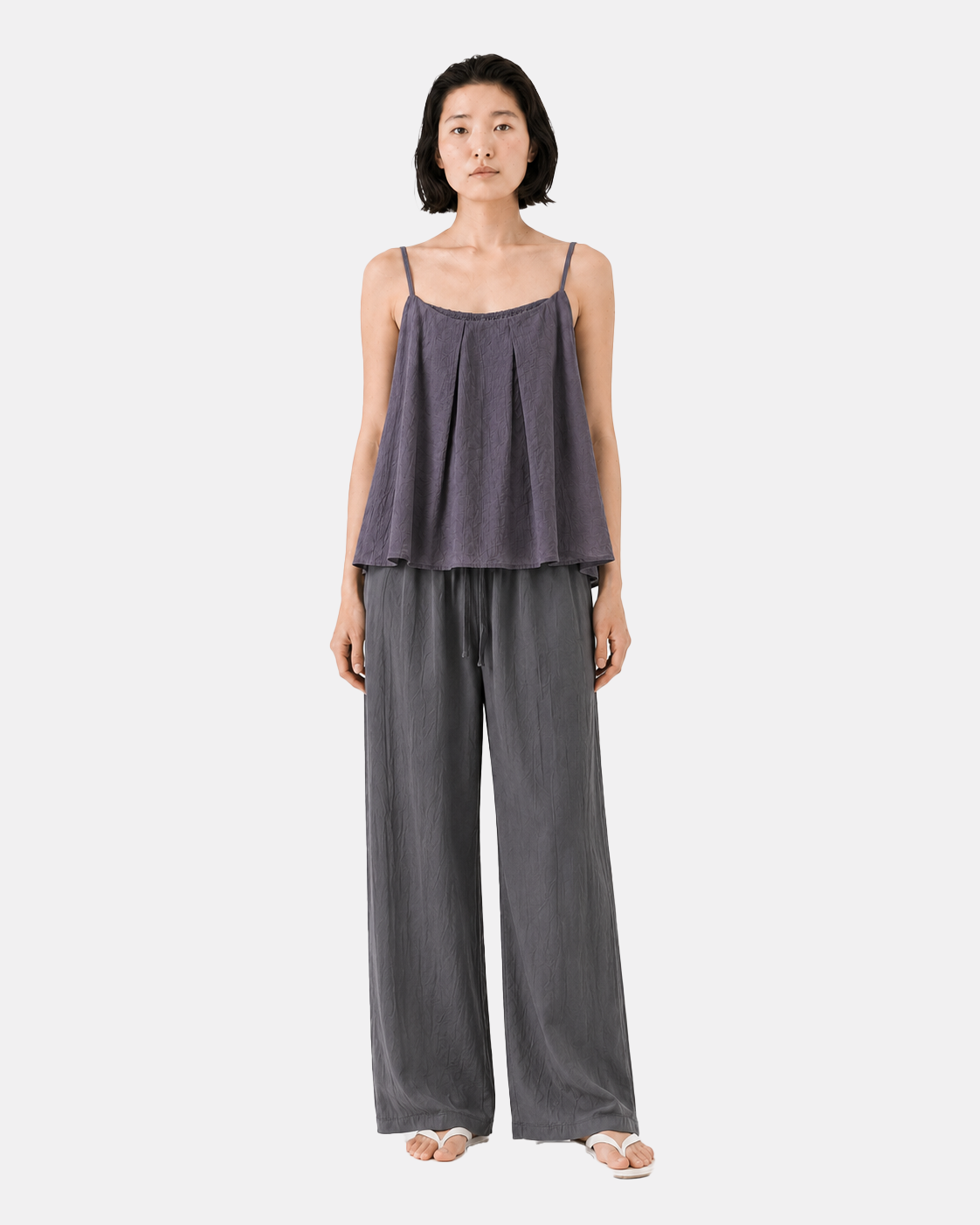 Sheer Pleated Camisole Top