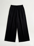 Satin Glossy Drawstring Wide Pants_Black