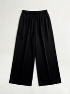 Satin Glossy Drawstring Wide Pants_Black