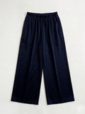 Satin Glossy Drawstring Wide Pants_Navy