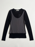 Soft Touch Layered Jersey Top_Black