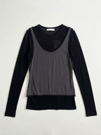 Soft Touch Layered Jersey Top_Black