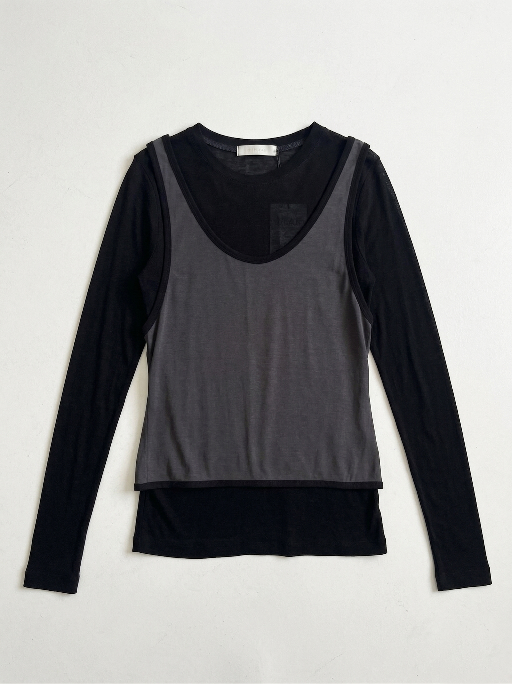 Soft Touch Layered Jersey Top_Black