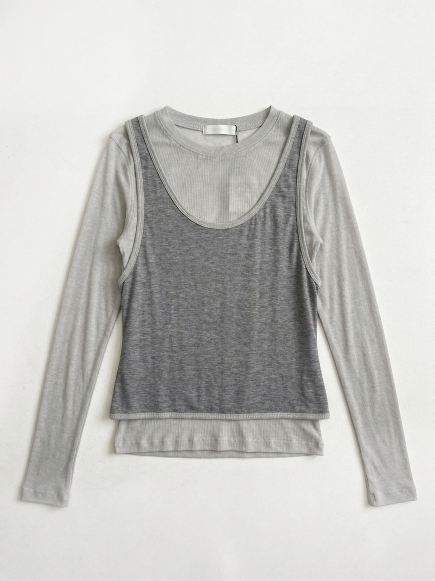 Soft Touch Layered Jersey Top_Gray
